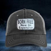 Born Free But Now I'm Expensive Hat Embroidered Trucker Hat USA Patriotic Cap - Lilybirchmarket