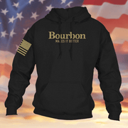 Bourbon Makes It Better Hoodie Black American Flag Patriotic Clothing Gifts Ideas For Him - Lilybirchmarket