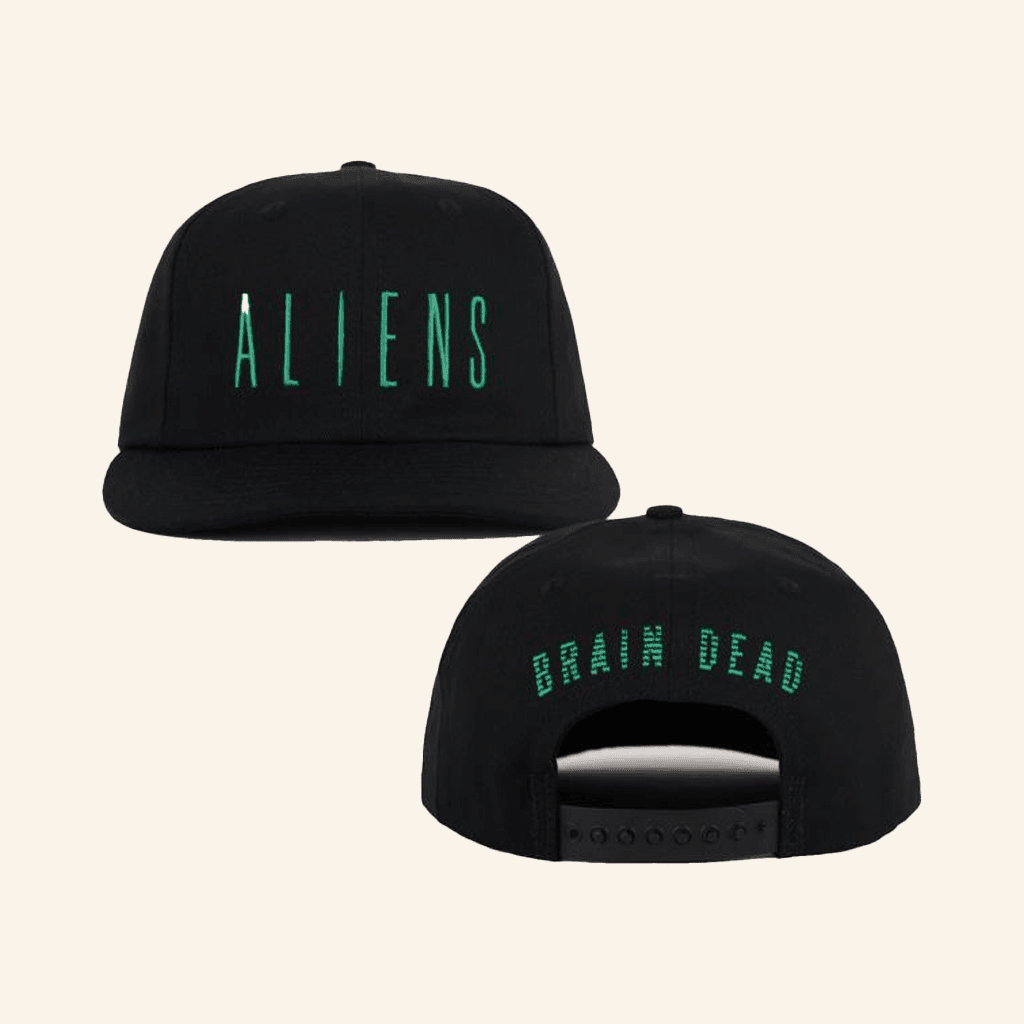 Brain Dead Merch Brain Dead X Aliens Snapback Hat Black Embroidered Gifts For Him - Lilybirchmarket