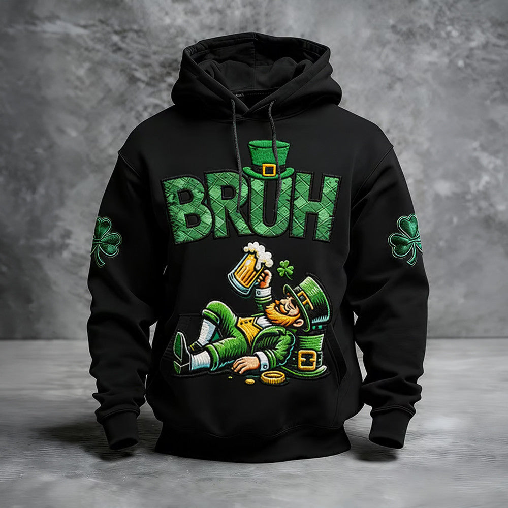 Bruh St. Patrick's Day Hoodie Saint Patricks Day Outfits Present Idea For Husband - Lilybirchmarket