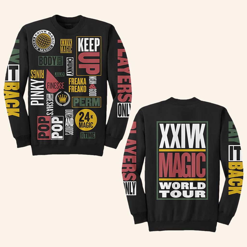 Bruno Mars Merch Bruno Mars Collectible 24K Magic World Tour Sweatshirt Gifts For Music Fans - Lilybirchmarket