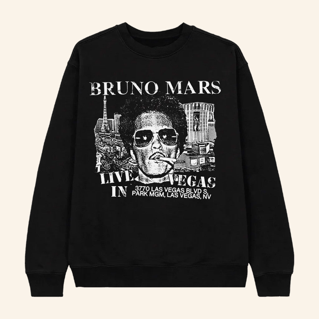 Bruno Mars Merch Live In Vegas Sweatshirt Gift Ideas For Music Lovers - Lilybirchmarket