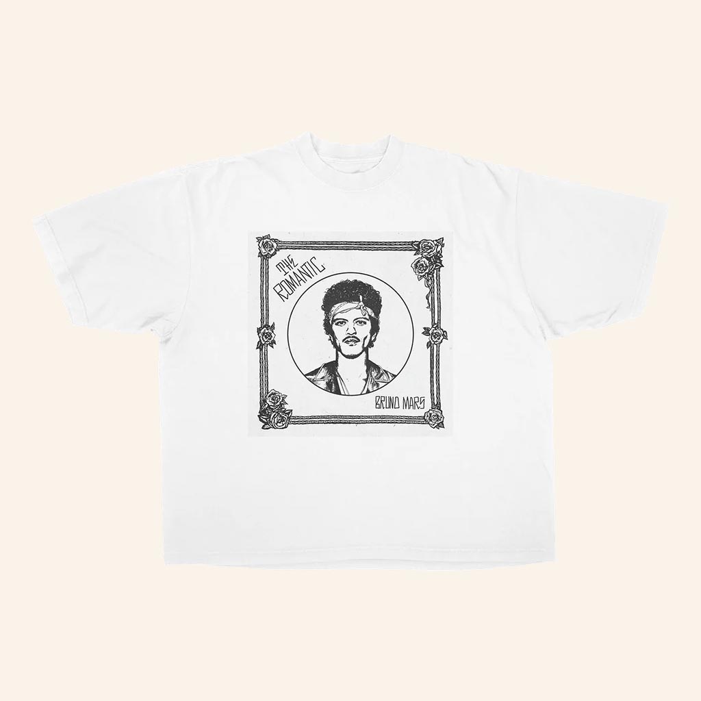 Bruno Mars Merch The Romantic T-Shirt White Music Lover Gift Ideas For Her - Lily Birch Market