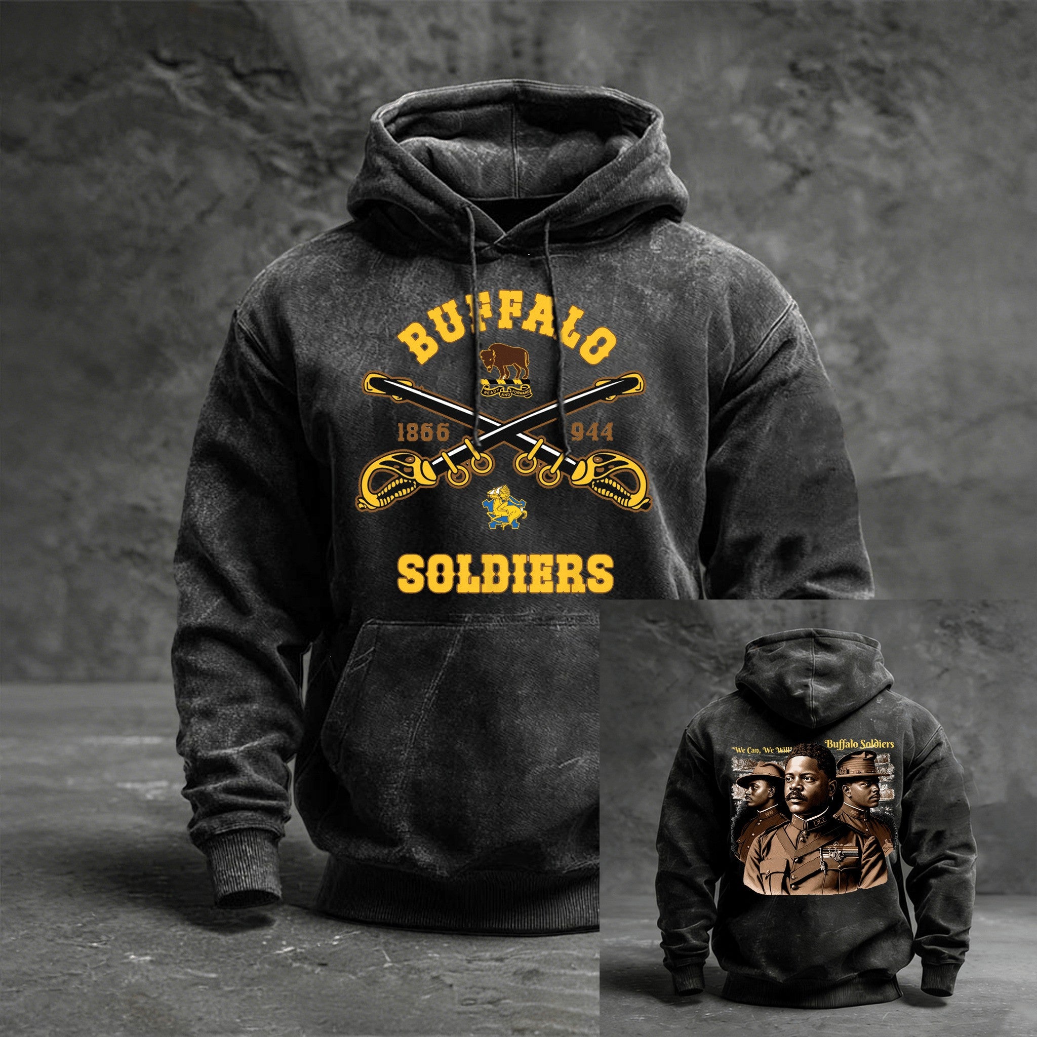 Buffalo Soldiers 1866 1944 Hoodie US Army African American Military Merch Black History Month - Lilybirchmarket