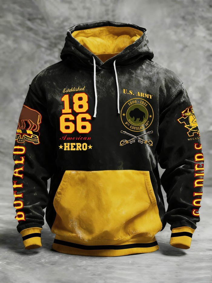 Buffalo Soldiers Established 1866 Hoodie American Hero US Army Black History Tribute Merch - Lilybirchmarket
