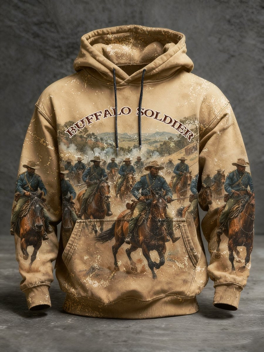 Buffalo Soldiers Hoodie African American Soldiers Heritage Military Cowboy Apparel For Men - Lilybirchmarket
