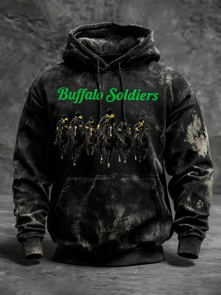 Buffalo Soldiers Hoodie African American Soldiers US Western Merch Gifts For Veteran Men - Lilybirchmarket