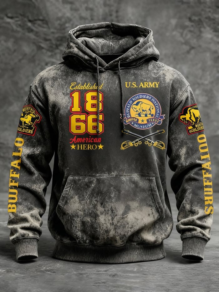 Buffalo Soldiers Hoodie American Hero US Army Merch Black Pride Apparel Gifts Ideas - Lilybirchmarket