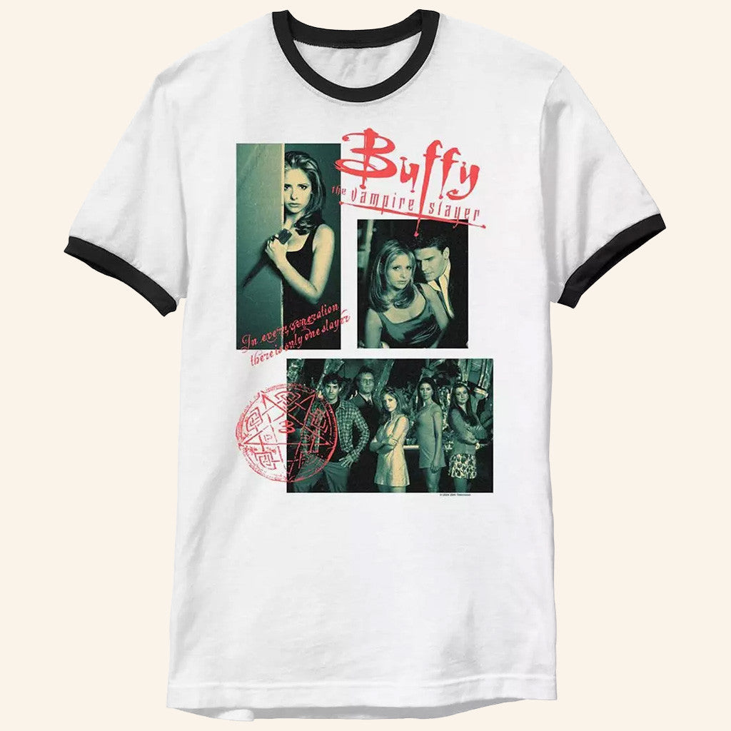 Buffy The Vampire Slayer Merch Multi Image Ringer T-Shirt Cool Gifts For Movie Fans - Lily Birch Market