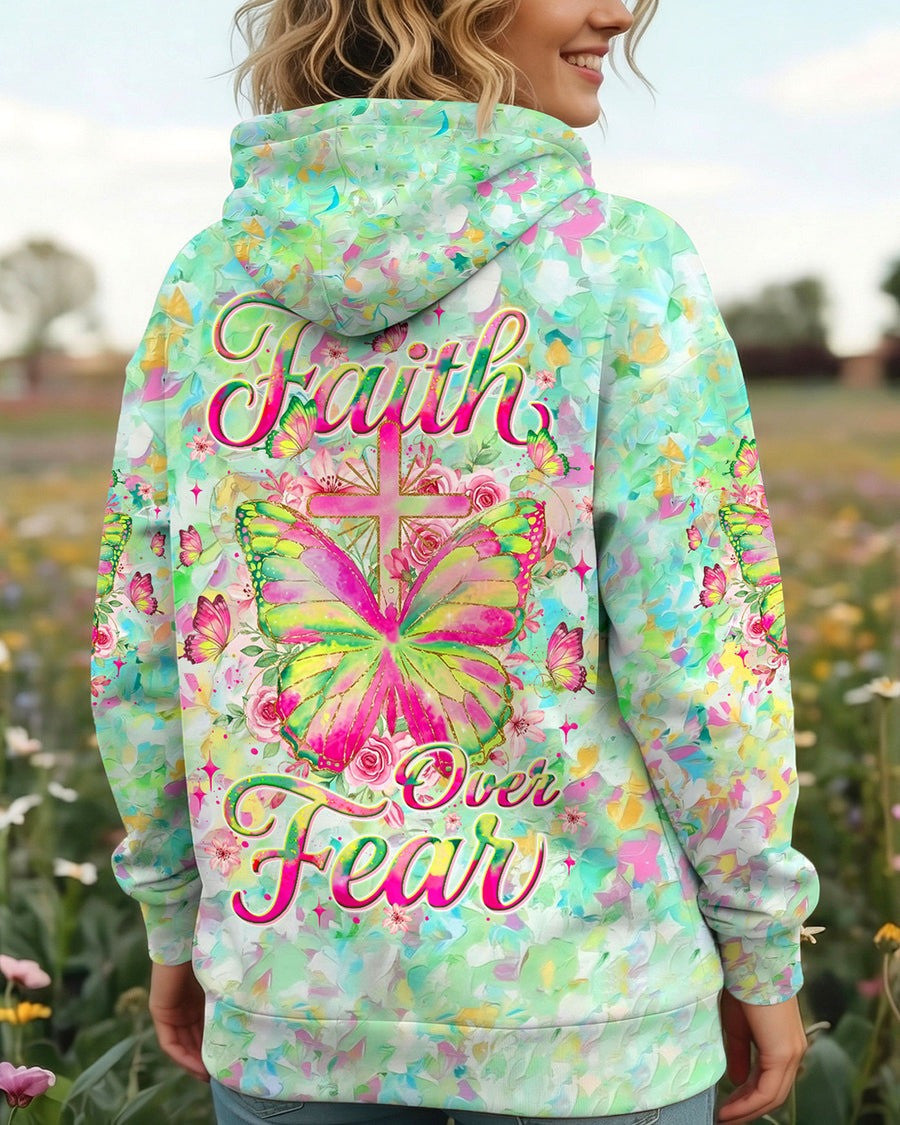 Butterfly Faith Over Fear Hoodie Women's Christian Apparel Birthday Gifts For Sisters - Lilybirchmarket