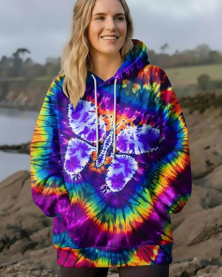 Butterfly Tie Dye Hoodie Groovy Style Clothes Gifts Ideas For Butterfly Lovers For Her - Lilybirchmarket