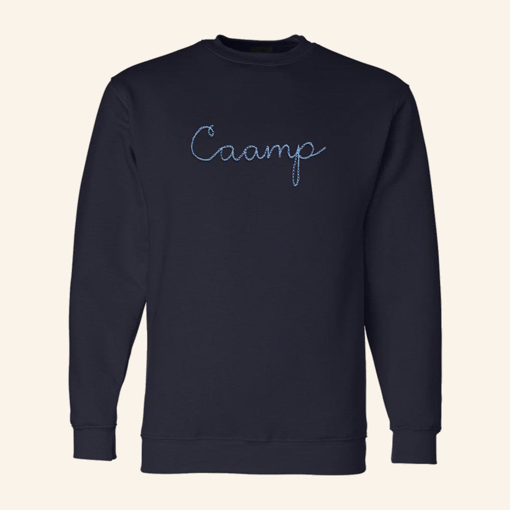 Caamp Merch Chain Stitch Crewneck Sweatshirt Navy Gift Ideas For Him - Lilybirchmarket
