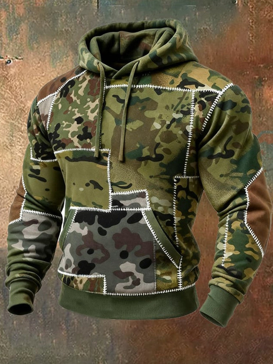 Camouflage Patchwork Hoodie Men's Military Camo Hooded Sweatshirt Great Father's Day Gifts - Lilybirchmarket