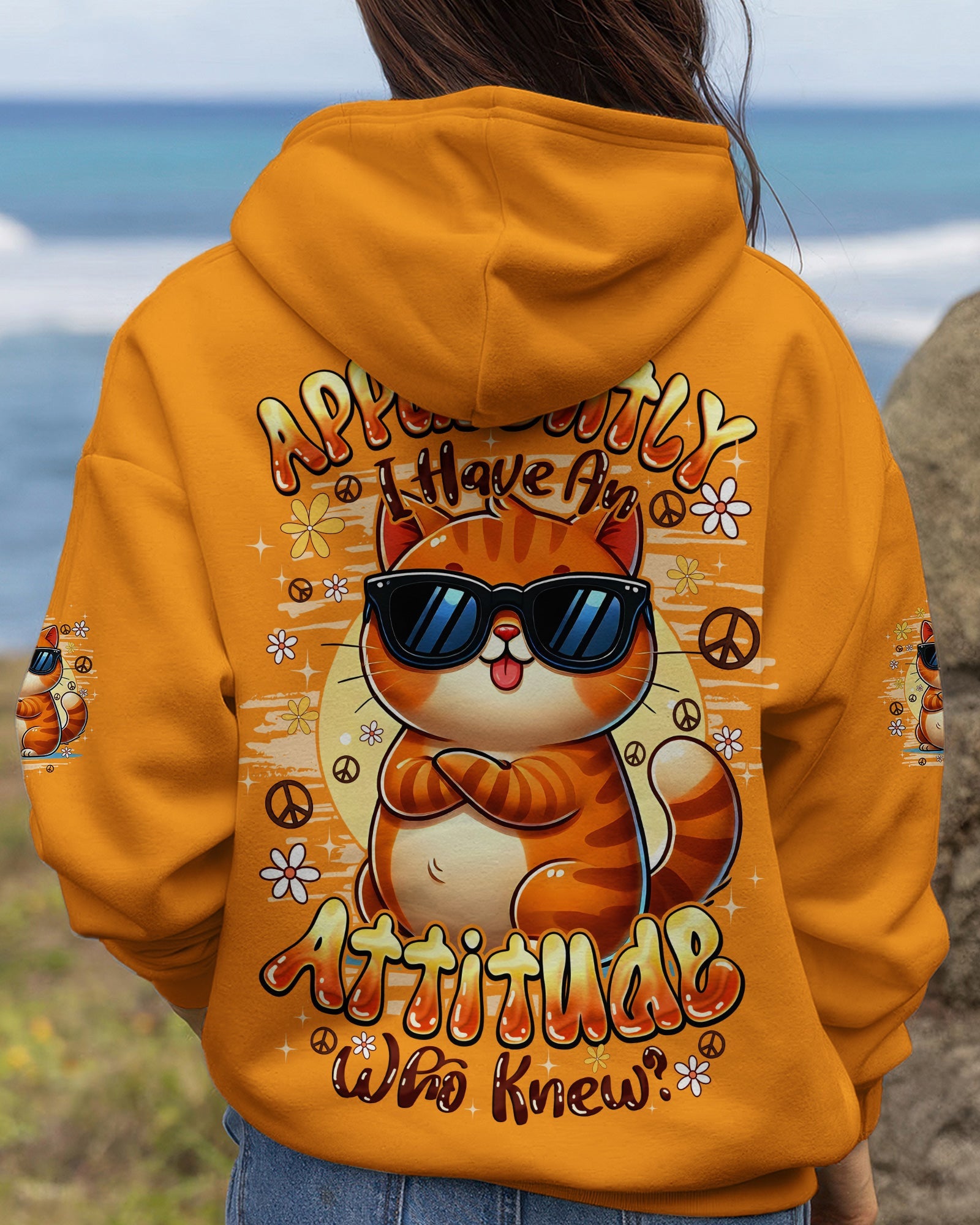 Cat Apparently I Have An Attitude Hoodie Fun Cool Sunglasses Pullover Gift For Mom - Lilybirchmarket