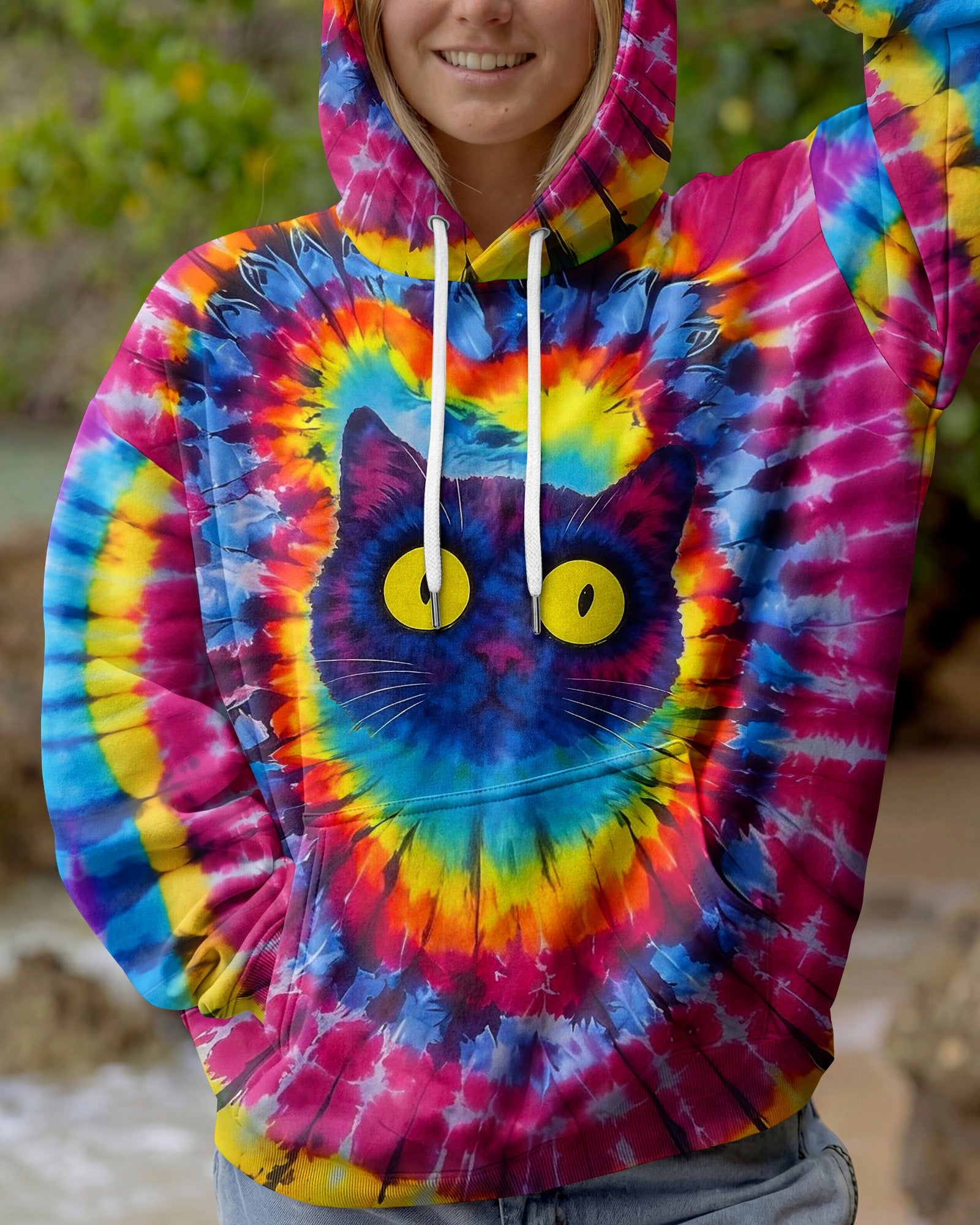 Cat Apparently I Have An Attitude Tie-Dye Hoodie Fun Psychedelic Pullover Gift For Cat Lover - Lilybirchmarket
