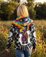 Cat Galaxy Tie Dye Hoodie Psychedelic Rainbow Cat Pullover Cat Lover Gift - Lilybirchmarket