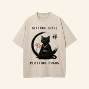Cat Sitting Still Plotting Chaos T-Shirt Calming Zen Cat Shirt Funny Gifts For Cat Lovers - Lily Birch Market