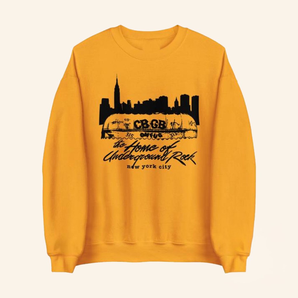 CBGB Merch Yellow CBGB Sweatshirt Xmas Presents For Her - Lilybirchmarket