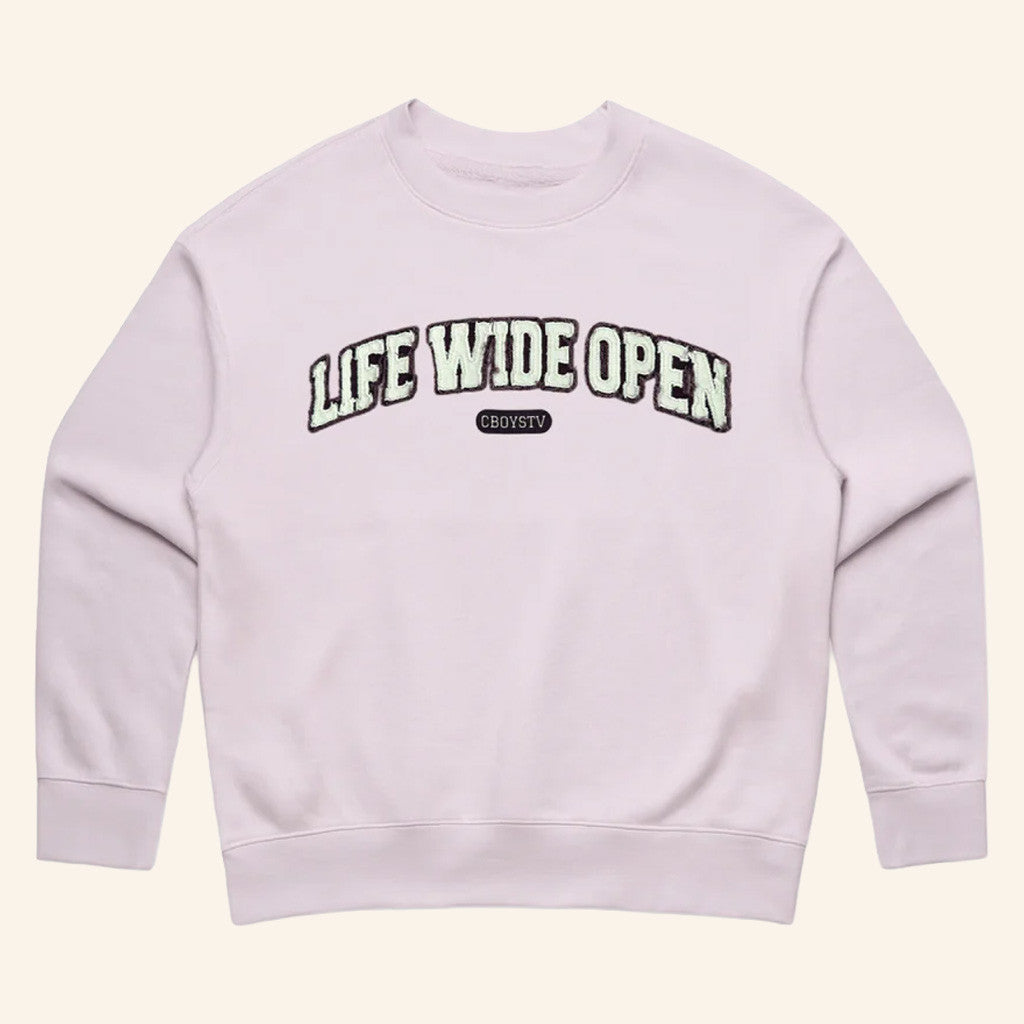 CboysTV Merch Life Wide Open Applique Sweatshirt Gifts Ideas For Sisters - Lilybirchmarket