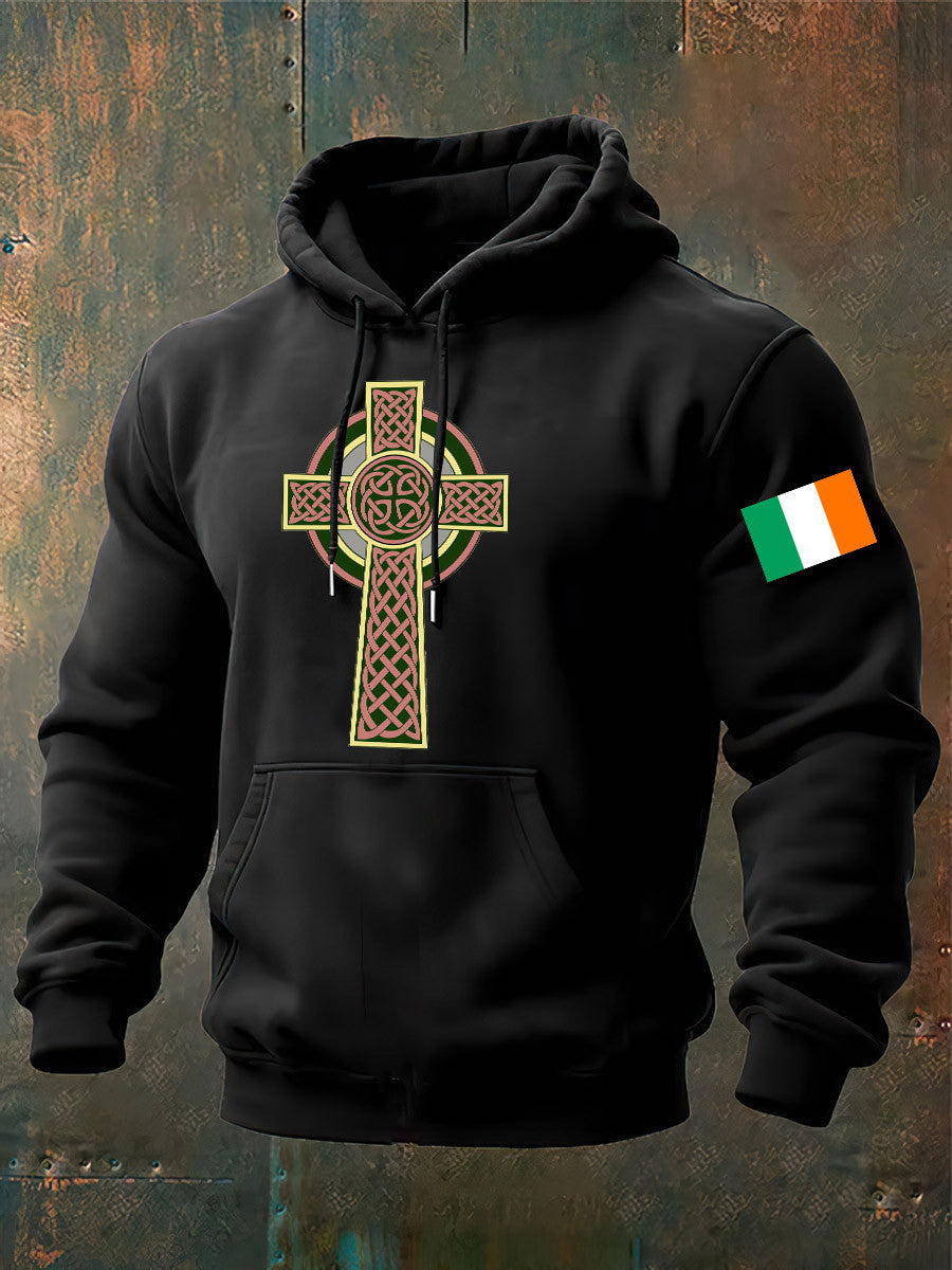 Celtic Cross Hoodie St Patrick's Day Apparel Gifts For Husband Ireland - Lilybirchmarket