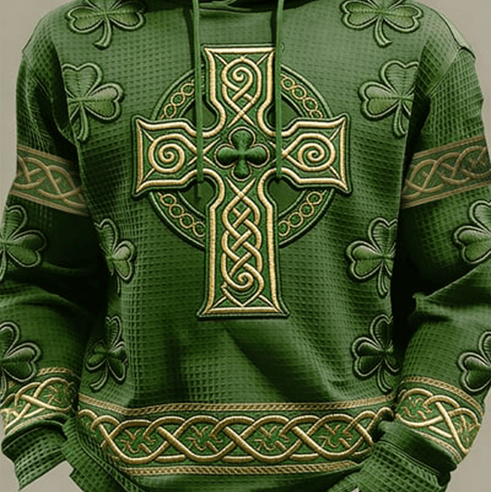 Celtic Cross St Paddys Day Hoodie St Patrick's Day Apparel Cool Gift For Men - Lilybirchmarket
