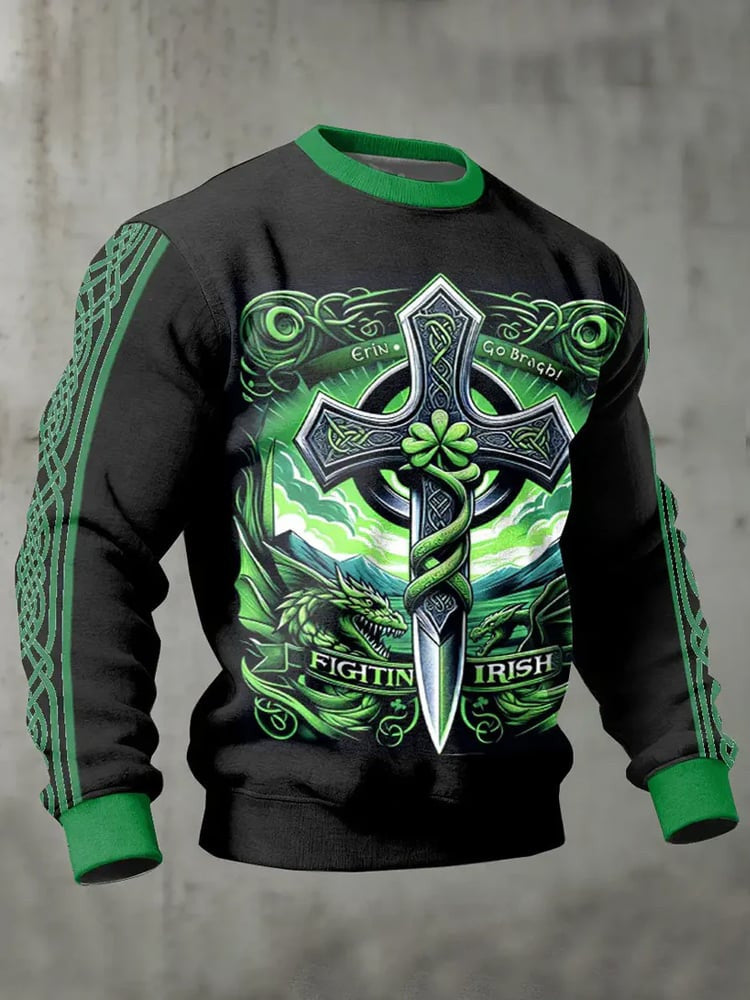  Celtic Cross St Patrick's Day Sweatshirt Men's St Patrick's Day Apparel Gifts For Father - TradiViet