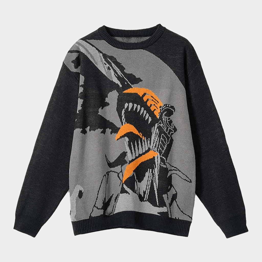Chainsaw Man Merch Chainsaw Man X Graniph Shout Jacquard Sweater Gifts For Friends - Lilybirchmarket