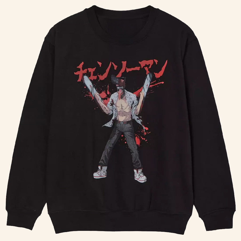 Chainsaw Man Merch Denji Splatter Portrait Sweatshirt Best Gifts For Anime Fans - Lilybirchmarket