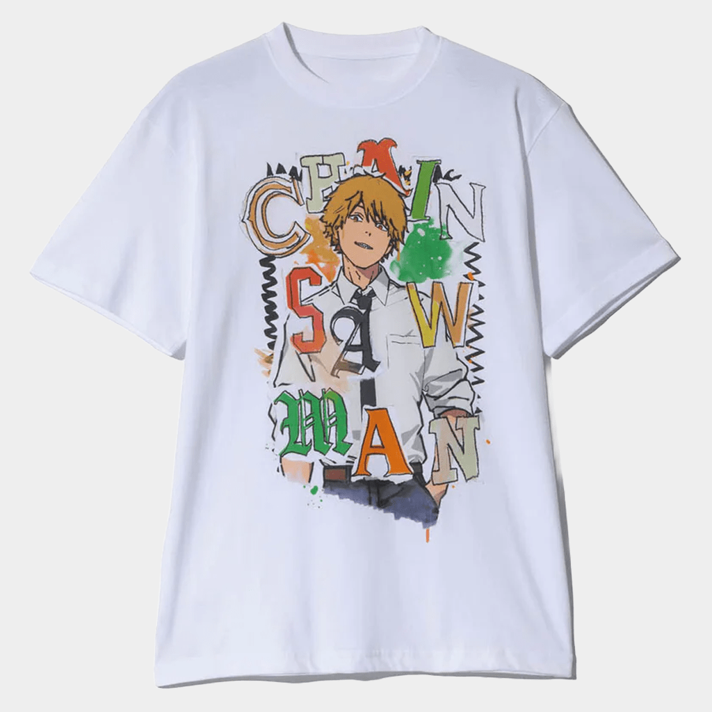 Chainsaw Man Merch Reze Arc The Movie X Glamb Denji T-Shirt White Best Gifts For Anime Fans - Lily Birch Market