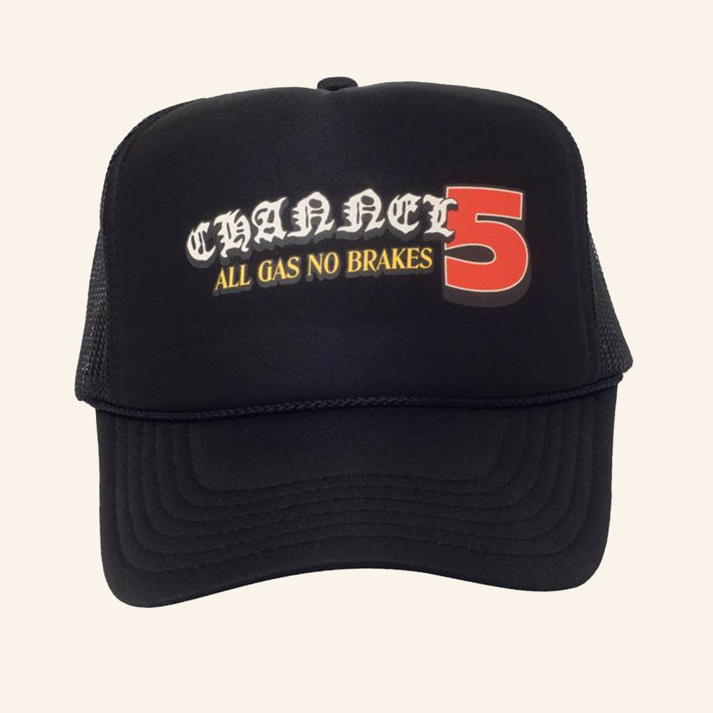 Channel 5 Merch All Gas No Brakes Black Foam Trucker Hat Gifts For Father - Lilybirchmarket