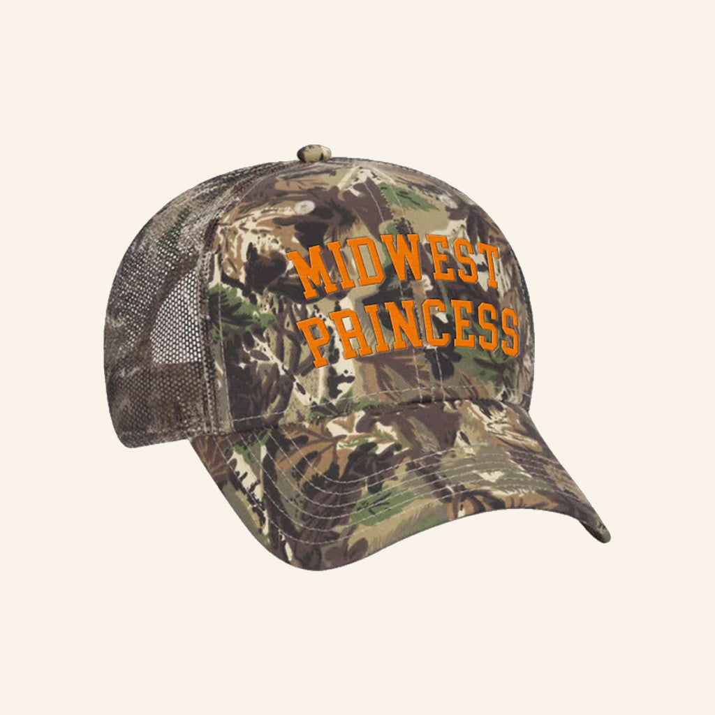 Chappell Roan Merch Midwest Princess Camo Trucker Hat Embroidered Gifts For Father - Lilybirchmarket