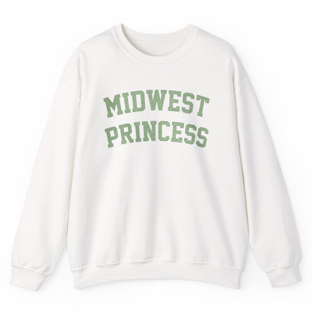 Chappell Roan Merch Tour 2025 Chappell Roan Midwest Princess Collegiate Sweatshirt White - Lilybirchmarket