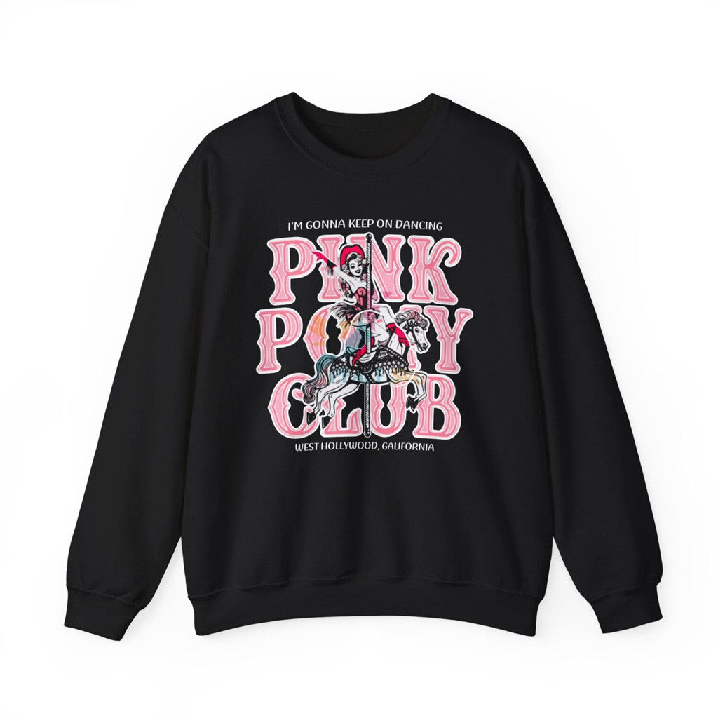 Chappell Roan Merch Tour 2025 I'm Gonna Keep On Dancing Pink Pony Club Sweatshirt Black - Lilybirchmarket
