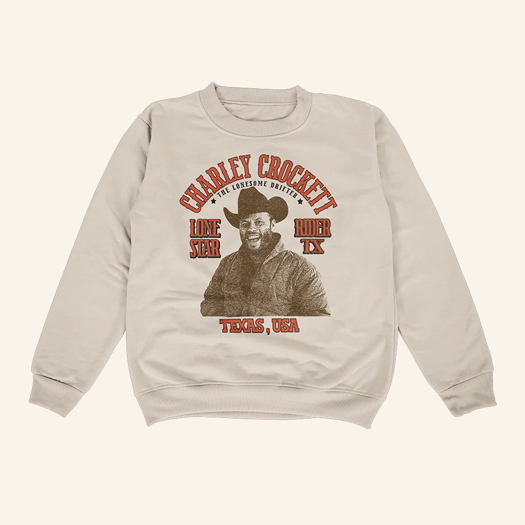 Charley Crockett Merch Lonestar Rider Crewneck Sweatshirt Best Gifts For Music Lovers - Lilybirchmarket