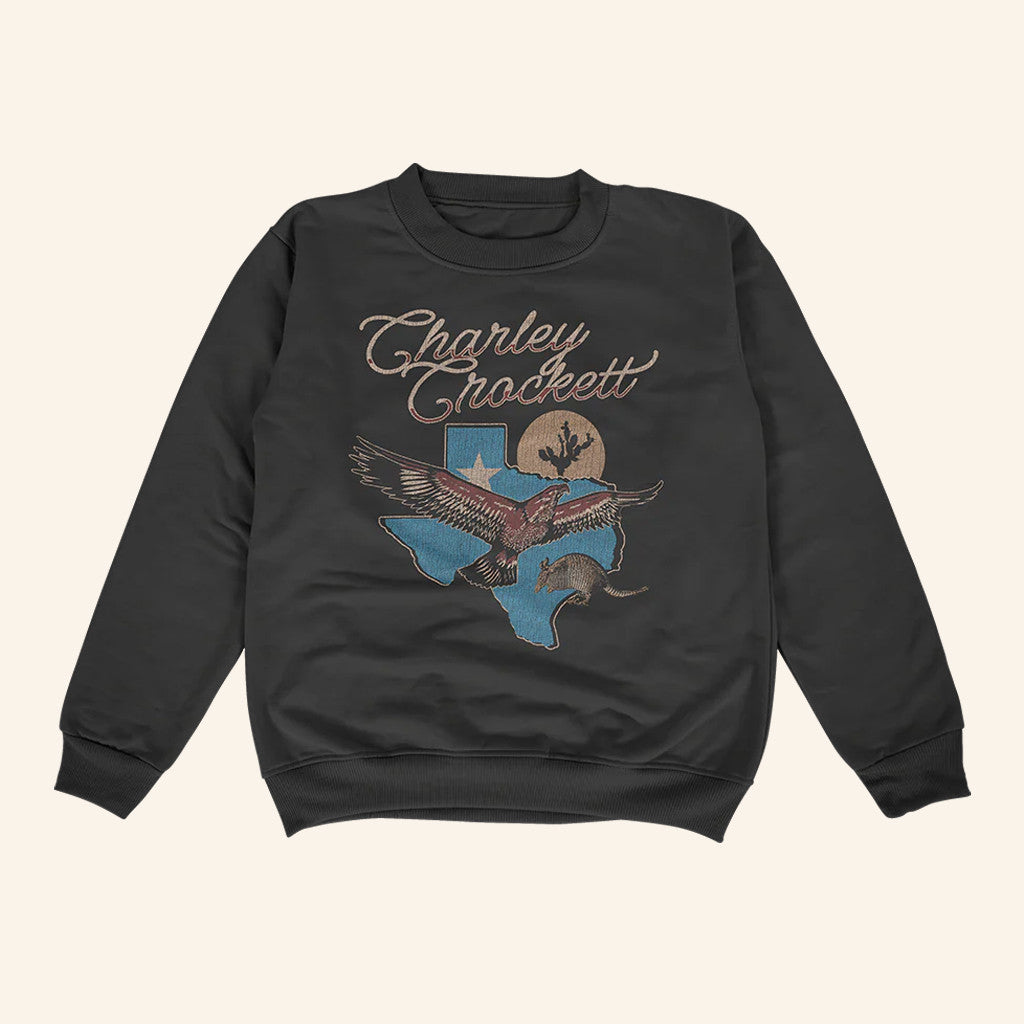 Charley Crockett Merch Texas Hawk Crewneck Sweatshirt Presents For Music Lovers - Lilybirchmarket