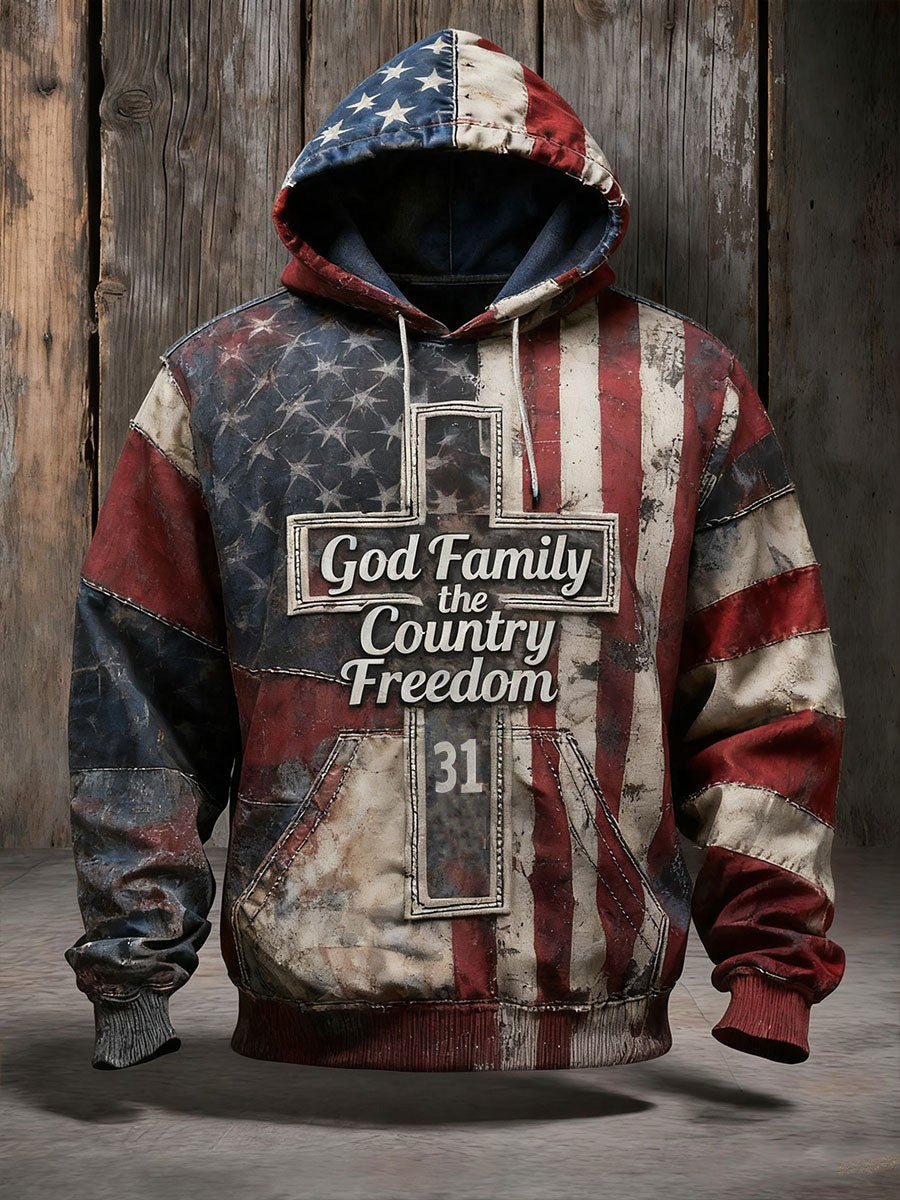 Charlie Kirk 31 Hoodie God Family The Country Vintage American Flag Christian Cross Clothing - Lilybirchmarket