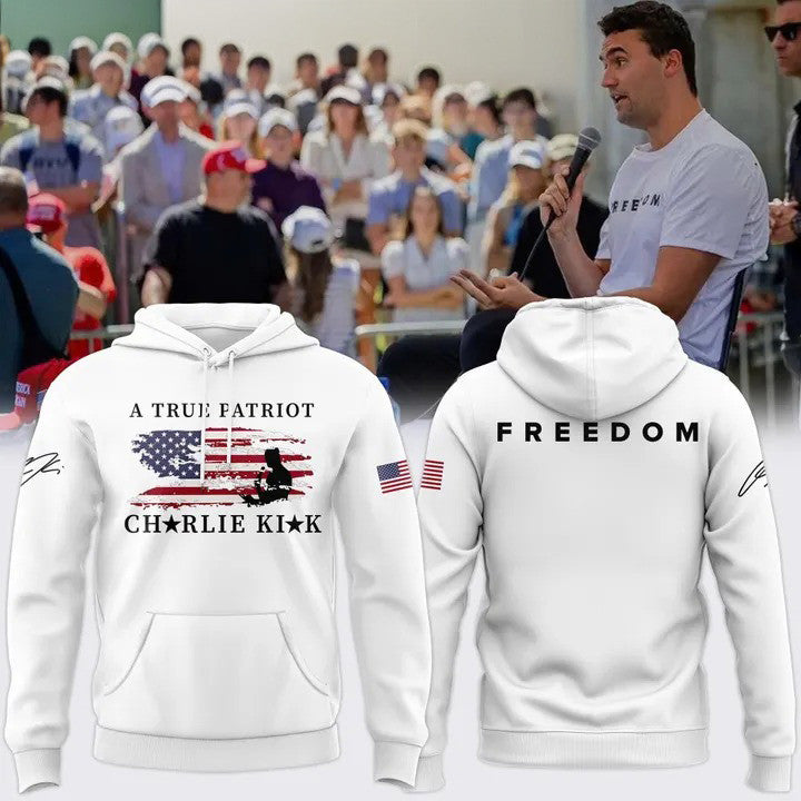 Charlie Kirk A True Patriot Hoodie Signed Signature Turning Point USA Tribute Memorial Gear - Lilybirchmarket