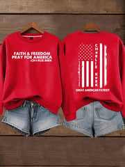 Charlie Kirk Faith And Freedom Sweatshirt Pray For America Patriotic Gifts - Lilybirchmarket