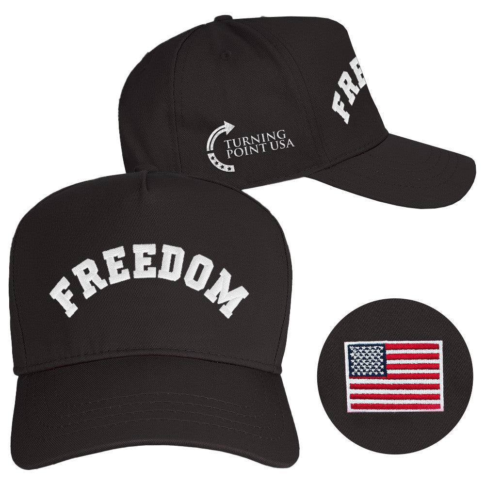 Charlie Kirk Freedom Hat Black Embroidered Charlie Kirk Hat Turning Point USA Store TPUSA Merch - Lilybirchmarket