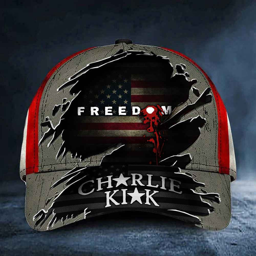 Charlie Kirk Freedom Hat Bloodstain Charlie Kirk Memorial Merch Best Gifts For Supporters - Lilybirchmarket