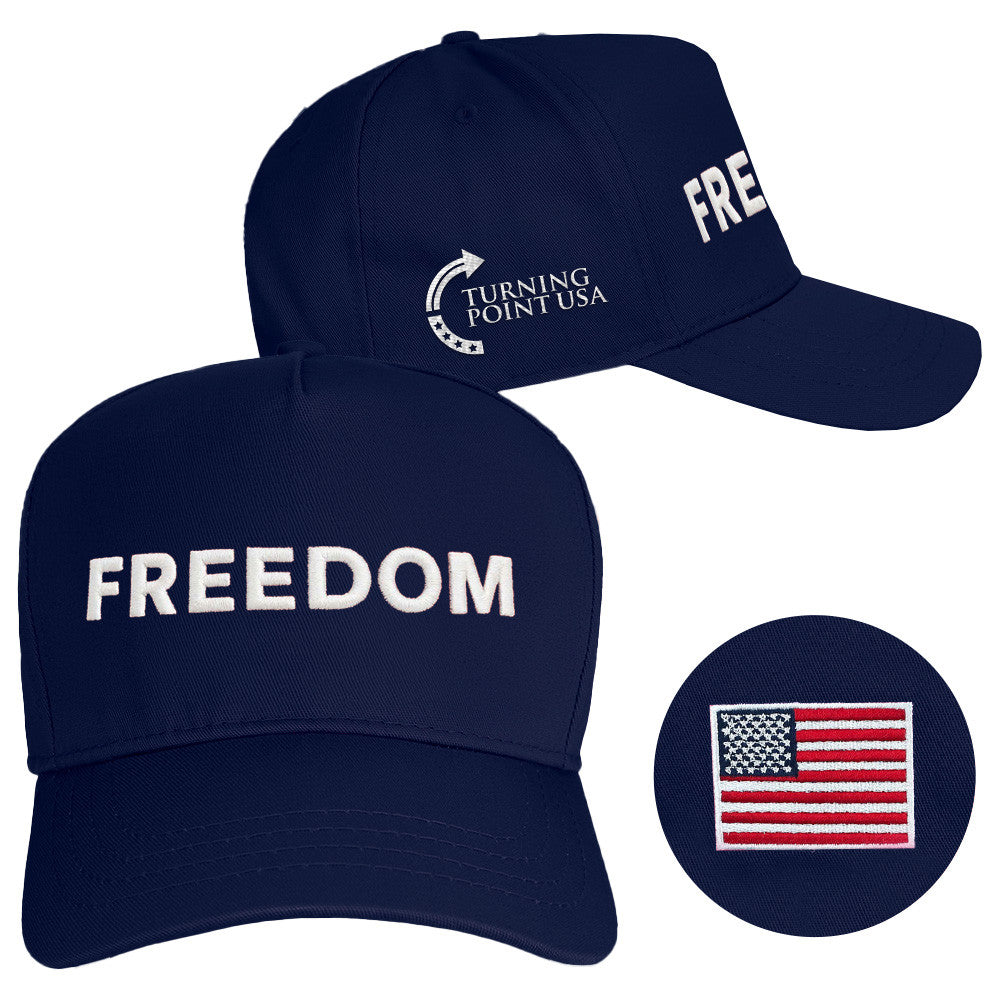 Charlie Kirk Freedom Hat Navy Embroidered Charlie Kirk Hats Turning Point USA Merchandise Store - Lilybirchmarket