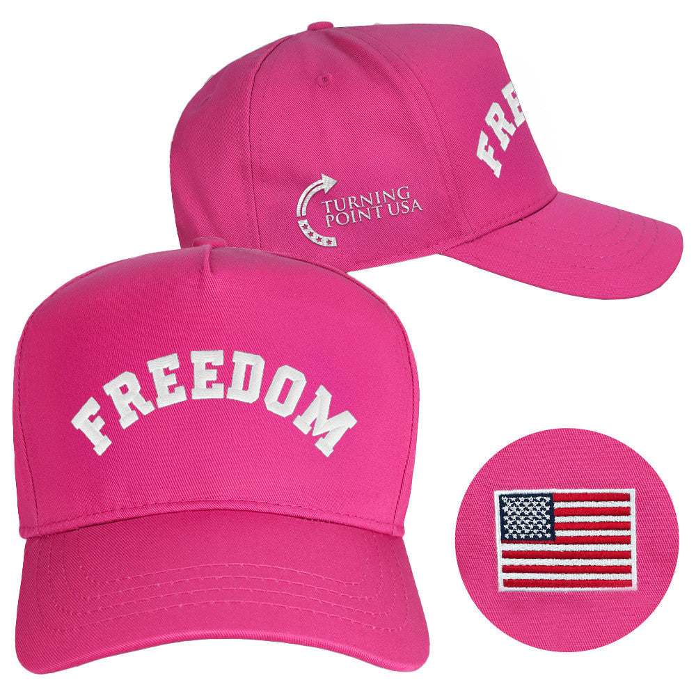 Charlie Kirk Freedom Hat Turning Point USA Hat Pink Embroidered Charlie Kirk Merchandise - Lilybirchmarket