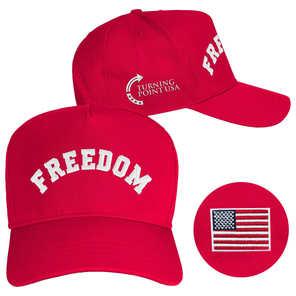 Charlie Kirk Freedom Hat Turning Point USA Hat Red Embroidered Charlie Kirk Merch Dad Gifts - Lilybirchmarket