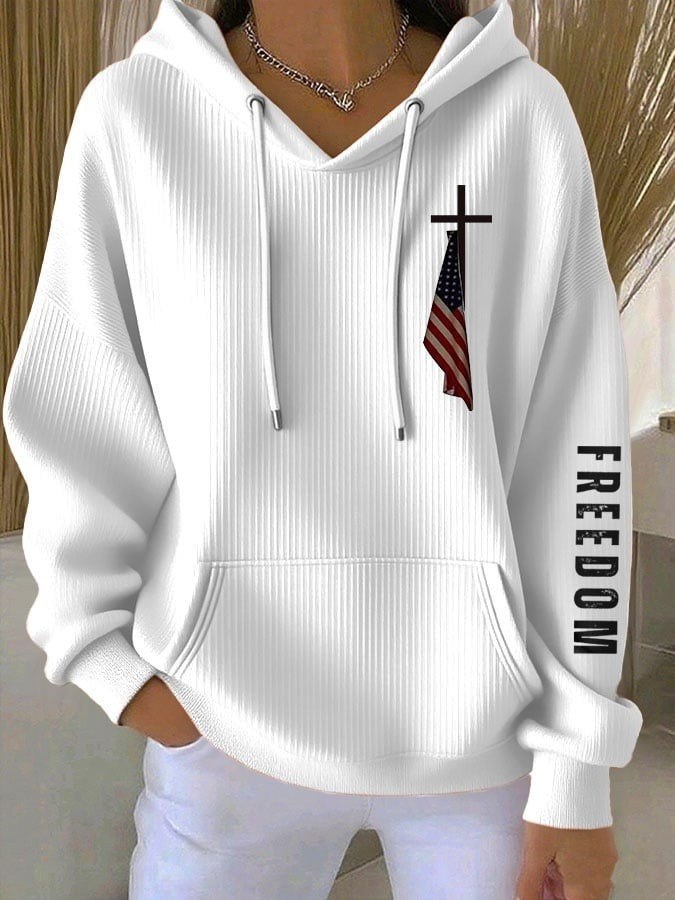 Charlie Kirk Freedom Hoodie Cross USA Flag In Loving Memory Of CK Memorial Merch Clothing - Lilybirchmarket