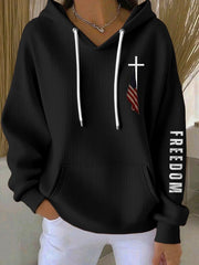 Charlie Kirk Freedom Hoodie Cross USA Flag In Loving Memory Of CK Memorial Merch Clothing - Lilybirchmarket