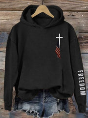 Charlie Kirk Freedom Hoodie Cross USA Flag Support Charlie Kirk Turning Point TPUSA Merch - Lilybirchmarket