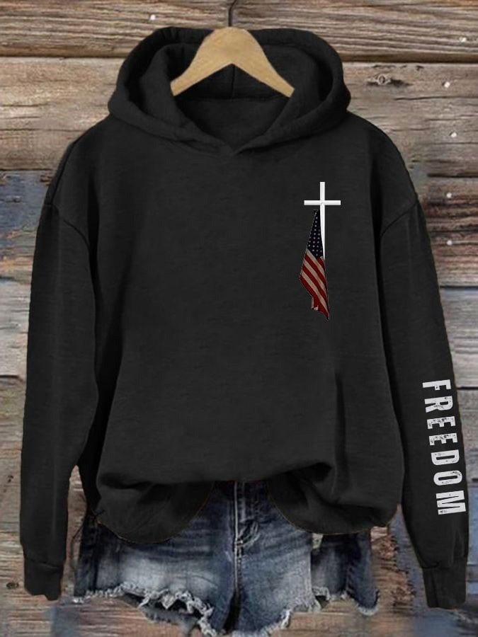 Charlie Kirk Freedom Hoodie Cross USA Flag Support Charlie Kirk Turning Point TPUSA Merch - Lilybirchmarket