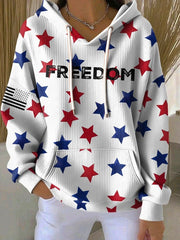 Charlie Kirk Freedom Hoodie Flag Star Turning Point USA Merch Patriotic Gift For Her - Lilybirchmarket