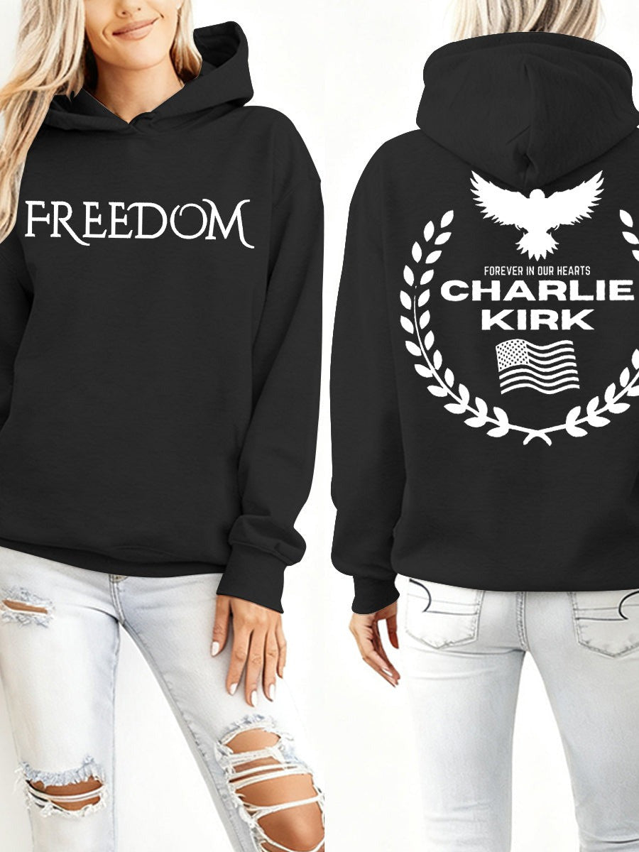 Charlie Kirk Freedom Hoodie Forever In Our Heart Charlie Kirk Commemorative Clothes Gifts - Lilybirchmarket