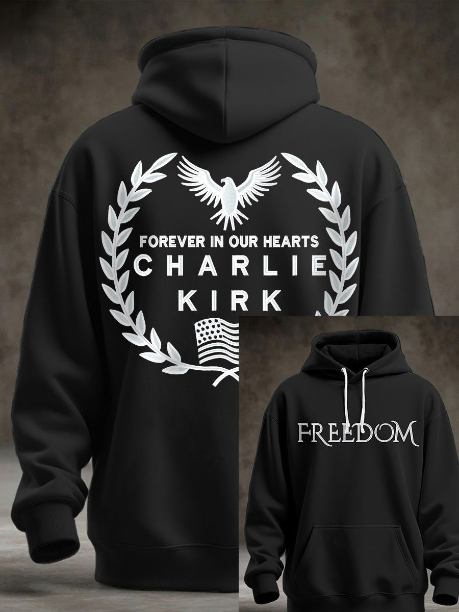 Charlie Kirk Freedom Hoodie Forever In Our Heart Charlie Kirk Memorial Clothes Men Gifts - Lilybirchmarket